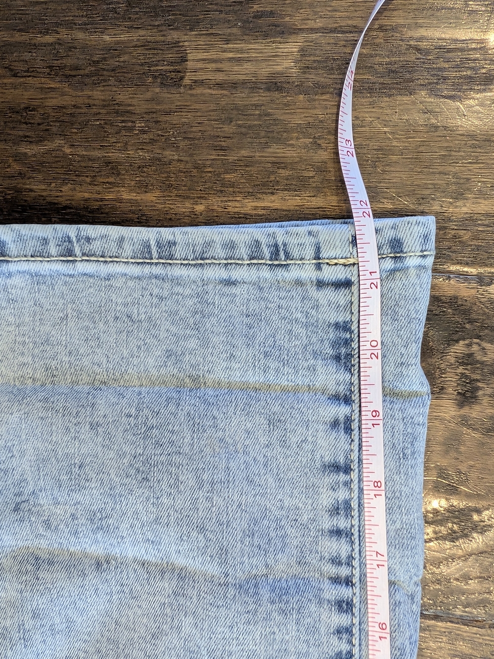 Light Blue Distressed Women's Jeans - Casual Rolled Hem - Picture 7 of 7